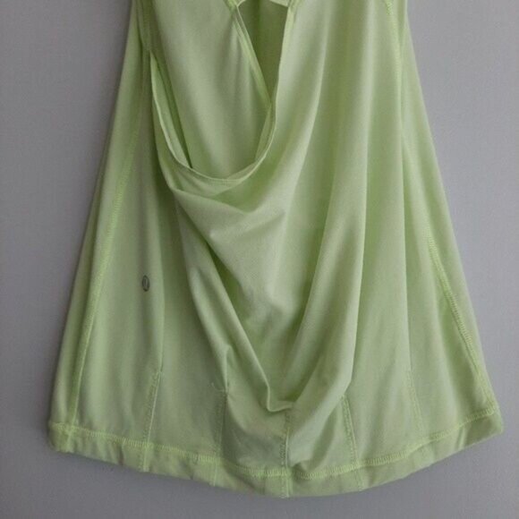 LULULEMON Neon Green Tank Top Draped Back Sz 4 Flawed - Picture 3 of 12